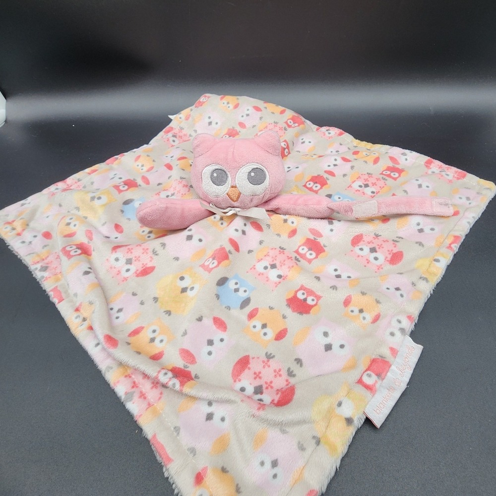 Blankets & Beyond Pink Owl Baby Security Blanket Lovey Plush Nursery Woodland